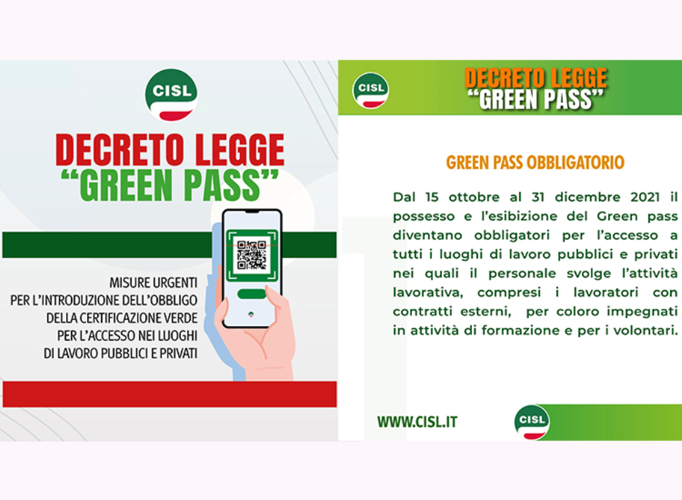 Green pass obbligatorio dal 15 ottobre